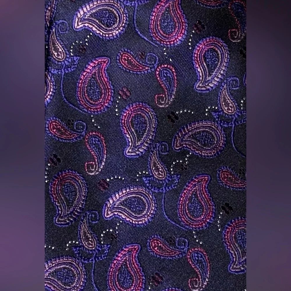 💰Armarachi Paisley Satin Galaxy Purple Neck Tie Classy Retro Formal Flare